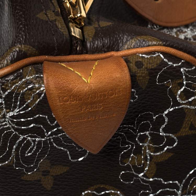 Pre Owned Louis Vuitton Monogram Canvas Limited Edition Dentelle Speedy 30 Bag