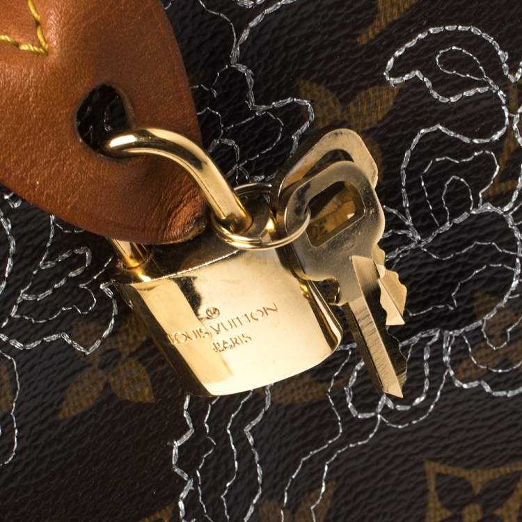 Pre Owned Louis Vuitton Monogram Canvas Limited Edition Dentelle Speedy 30 Bag