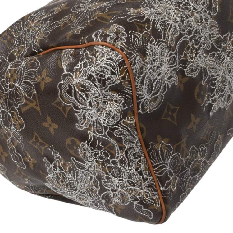 Pre Owned Louis Vuitton Monogram Canvas Limited Edition Dentelle Speedy 30 Bag