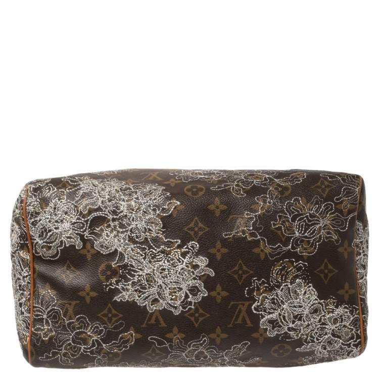 Pre Owned Louis Vuitton Monogram Canvas Limited Edition Dentelle Speedy 30 Bag
