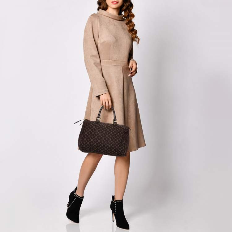 Pre Owned Louis Vuitton Fusain Monogram Mini Lin Canvas Speedy 30 Bag