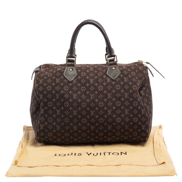 Pre Owned Louis Vuitton Fusain Monogram Mini Lin Canvas Speedy 30 Bag