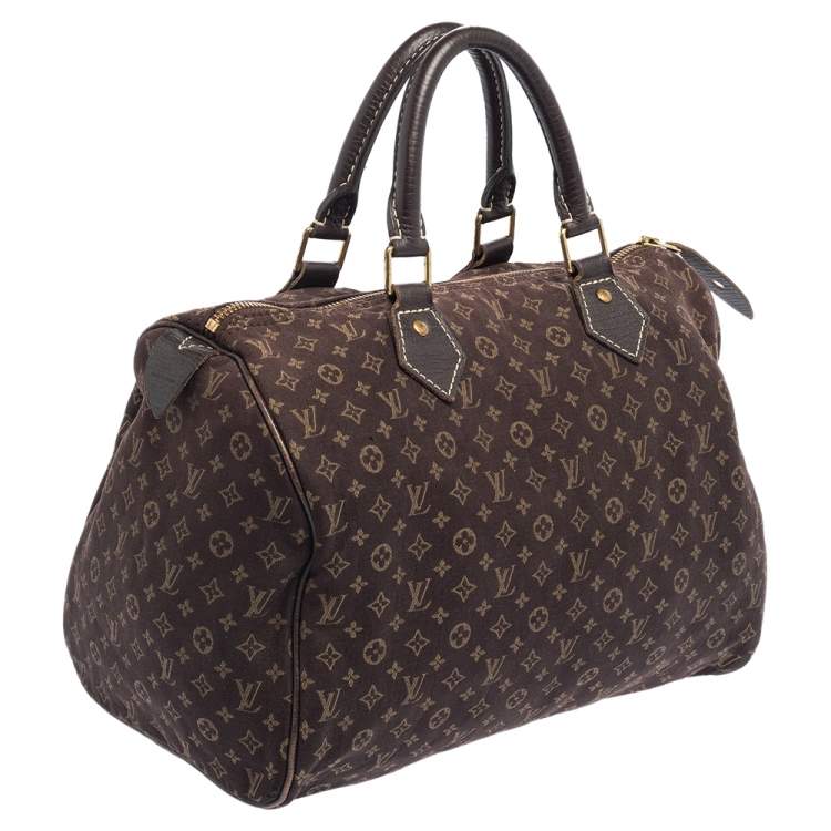 Pre Owned Louis Vuitton Fusain Monogram Mini Lin Canvas Speedy 30 Bag
