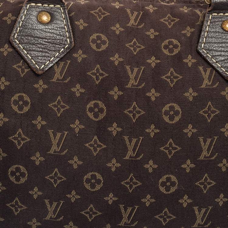 Pre Owned Louis Vuitton Fusain Monogram Mini Lin Canvas Speedy 30 Bag