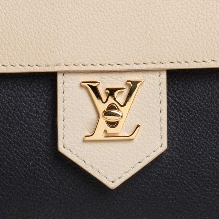 Pre Owned Louis Vuitton Vanille/Noir Leather Lockme MM Bag