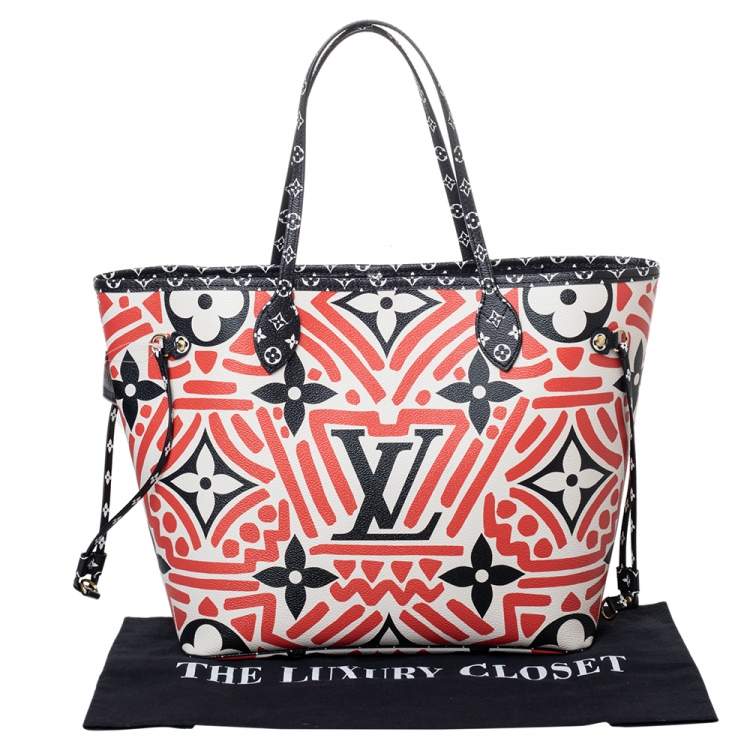 Pre Owned Louis Vuitton Cream/Red Giant Monogram Canvas Limited Edition Crafty Neverfull NM MM Bag