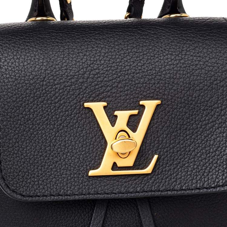 Pre Owned Louis Vuitton Black Leather Lockme Backpack Mini