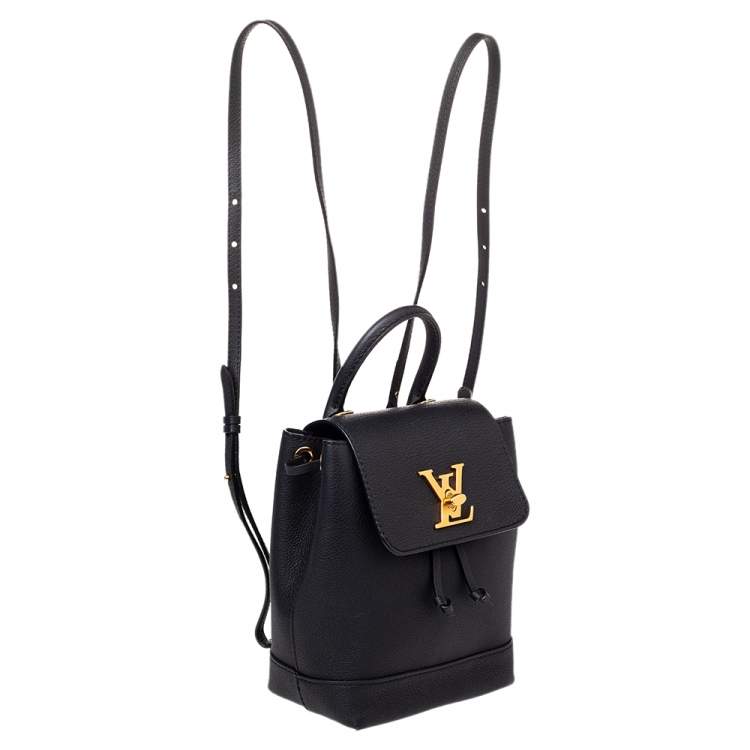 Pre Owned Louis Vuitton Black Leather Lockme Backpack Mini