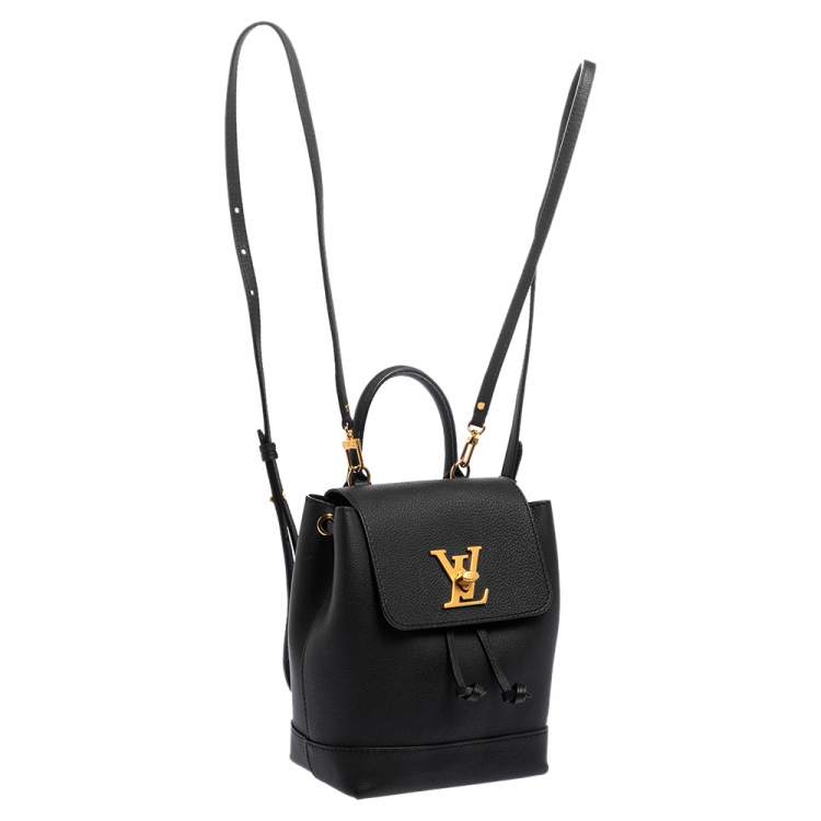 Pre Owned Louis Vuitton Black Calfskin Leather Mini Lockme Backpack