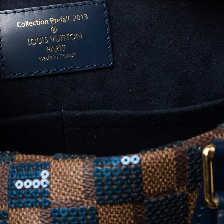 Pre Owned Louis Vuitton Blue Damier Ebene Paillettes Limited Edition Speedy 30 Bag