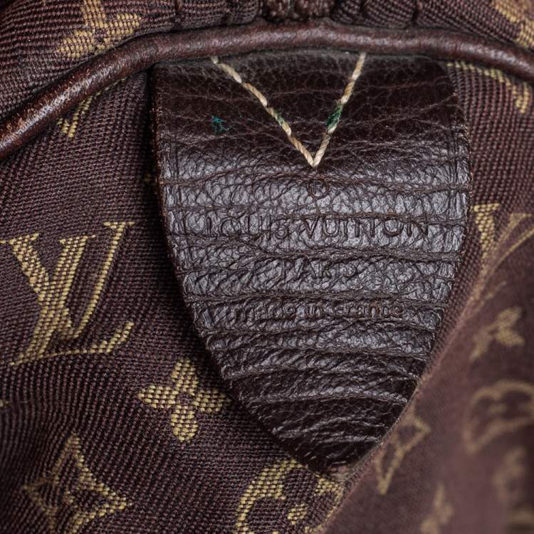 Pre Owned Louis Vuitton Fusain Monogram Mini Lin Canvas Speedy 30 Bag
