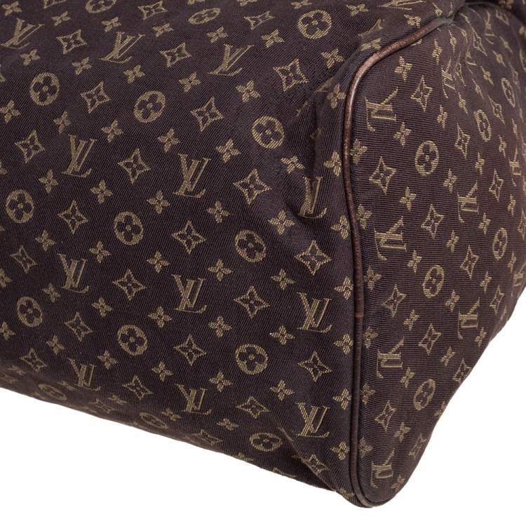 Pre Owned Louis Vuitton Fusain Monogram Mini Lin Canvas Speedy 30 Bag