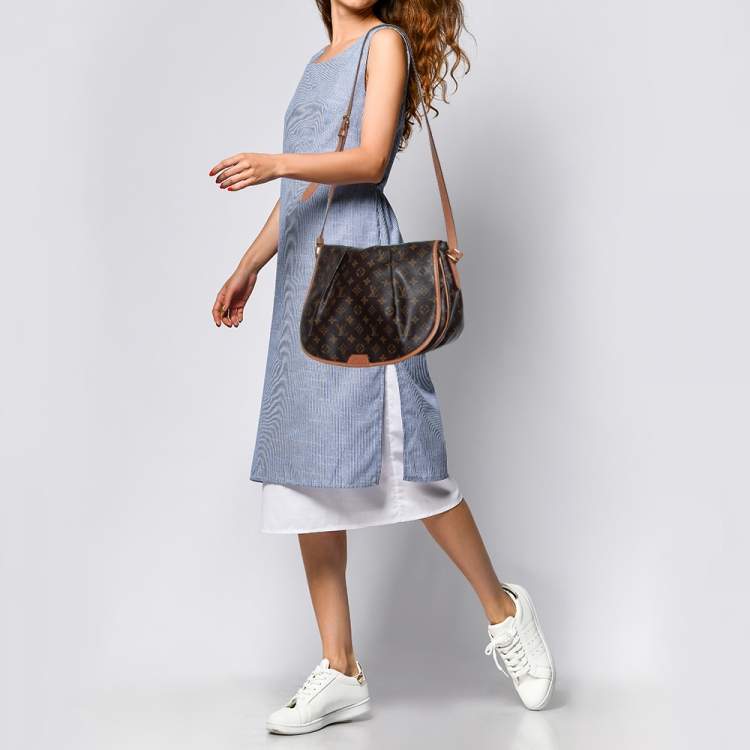 Louis Vuitton Menilmontant Handbag Monogram Canvas mm Brown