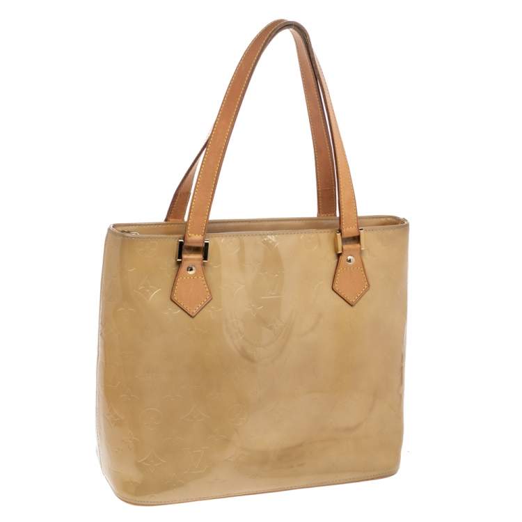 Pre Owned Louis Vuitton Beige Monogram Vernis Houston Bag