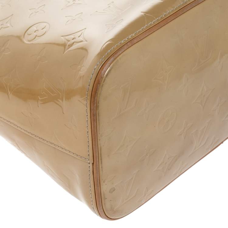 Pre Owned Louis Vuitton Beige Monogram Vernis Houston Bag