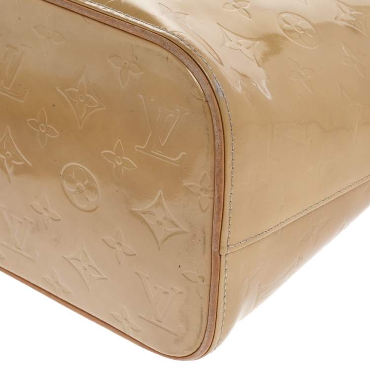 Pre Owned Louis Vuitton Beige Monogram Vernis Houston Bag
