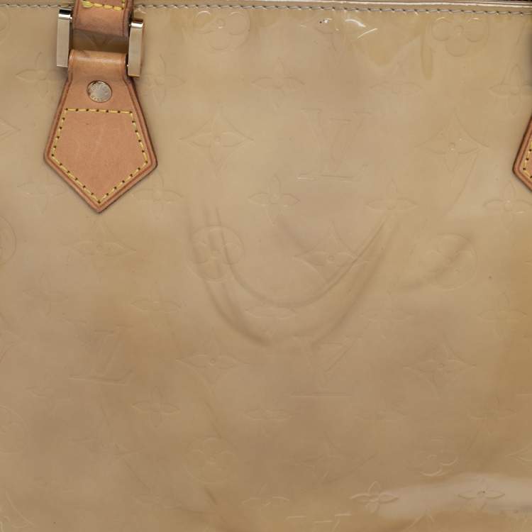 Pre Owned Louis Vuitton Beige Monogram Vernis Houston Bag
