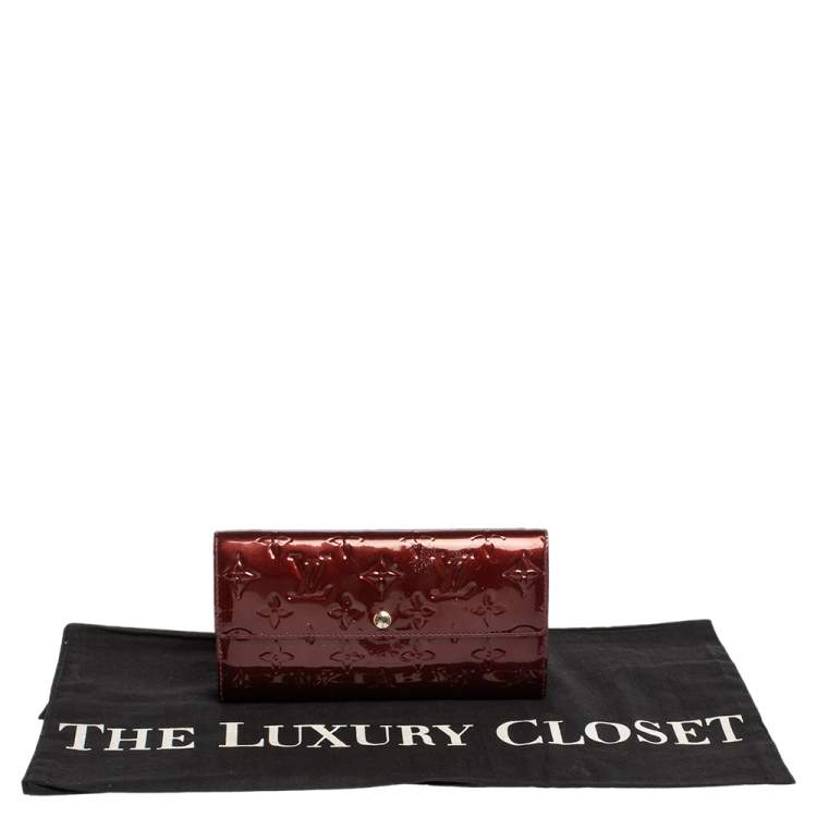 Pre Owned Louis Vuitton Rouge Fauviste Monogram Vernis Sarah Wallet
