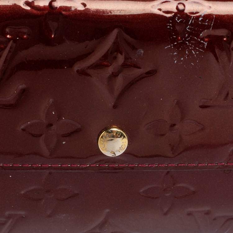 Pre Owned Louis Vuitton Rouge Fauviste Monogram Vernis Sarah Wallet