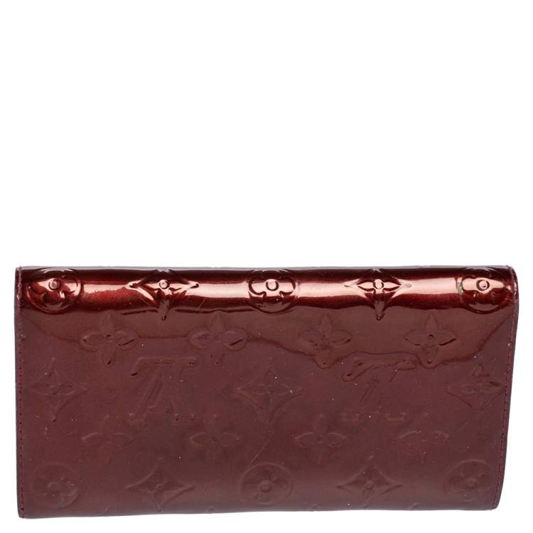 Pre Owned Louis Vuitton Rouge Fauviste Monogram Vernis Sarah Wallet