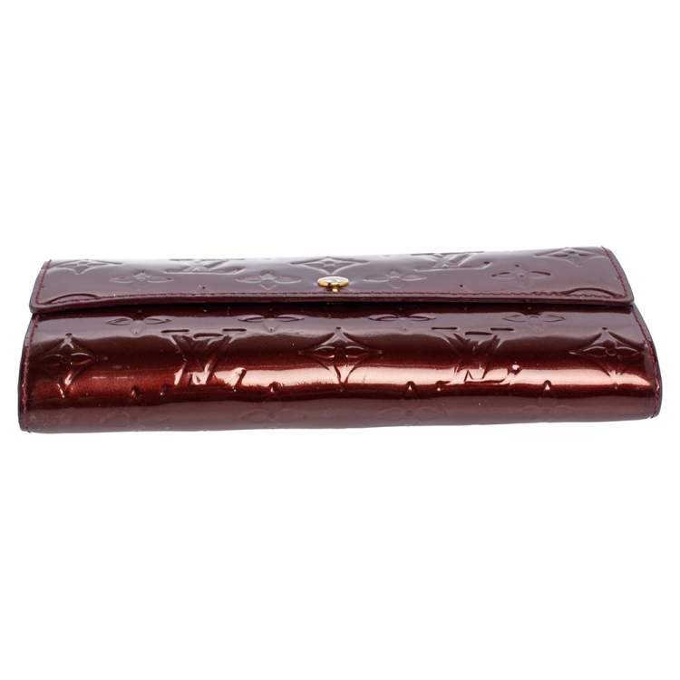 Pre Owned Louis Vuitton Rouge Fauviste Monogram Vernis Sarah Wallet