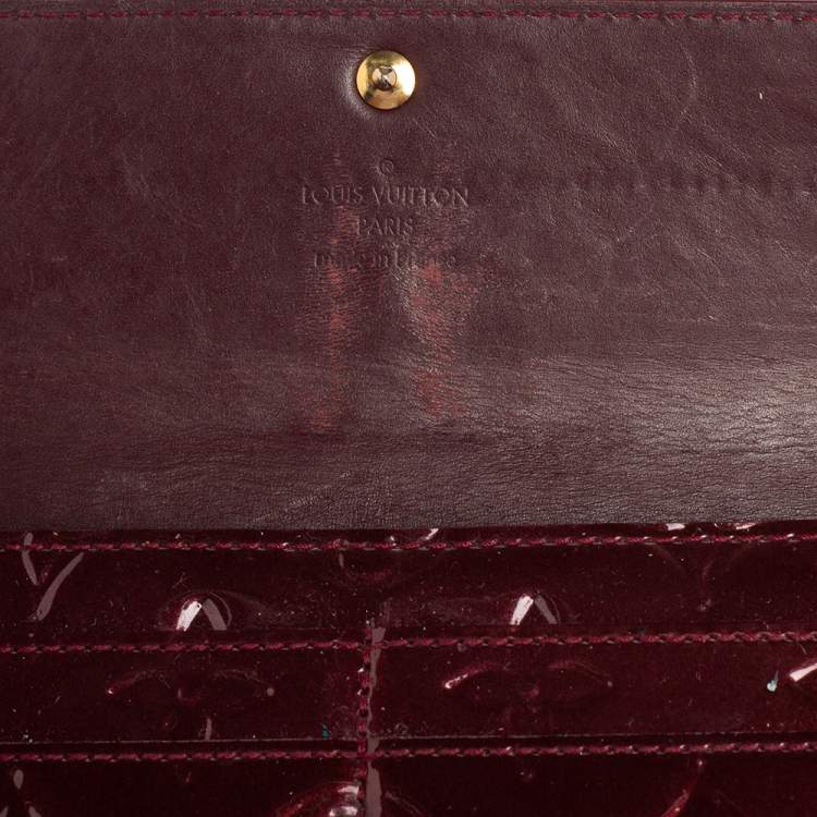Pre Owned Louis Vuitton Rouge Fauviste Monogram Vernis Sarah Wallet