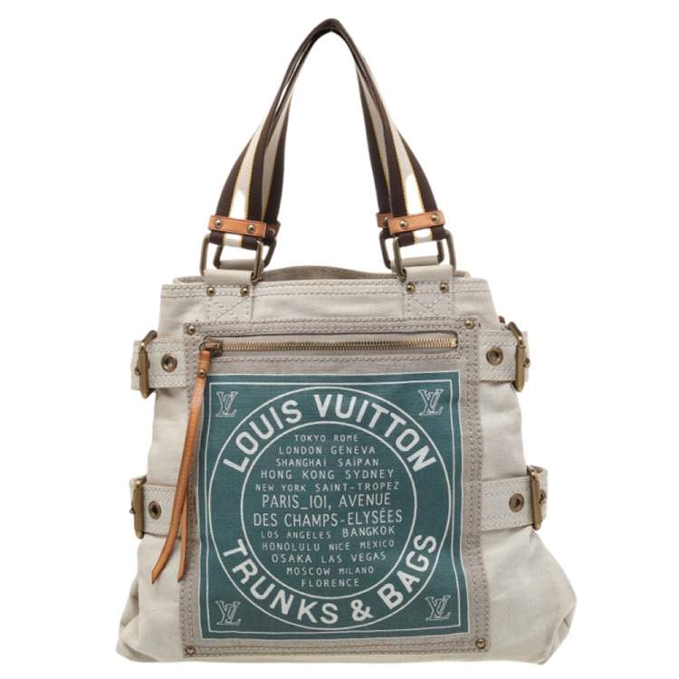 Louis Vuitton Blue Toile Globe Shopper Cabas Bag Excellent