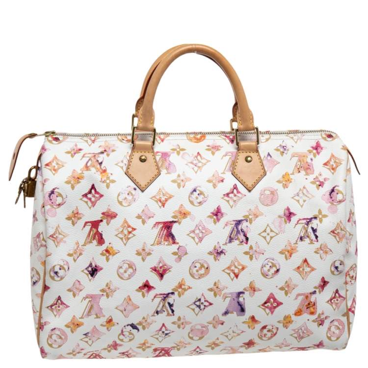 Pre Owned Louis Vuitton Monogram Canvas Watercolor Aquarelle Richard Prince Speedy 35 Bag