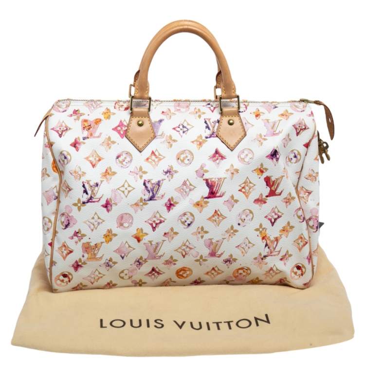 Pre Owned Louis Vuitton Monogram Canvas Watercolor Aquarelle Richard Prince Speedy 35 Bag