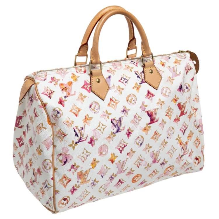 Pre Owned Louis Vuitton Monogram Canvas Watercolor Aquarelle Richard Prince Speedy 35 Bag