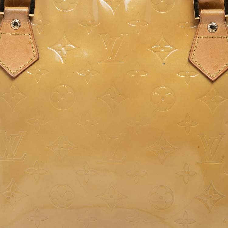 Pre Owned Louis Vuitton Lime Monogram Vernis Houston Bag