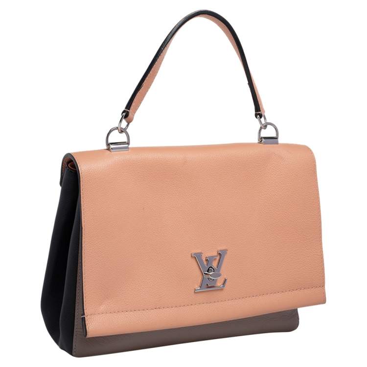 Pre Owned Louis Vuitton Grey/Beige Leather Lockme II Bag