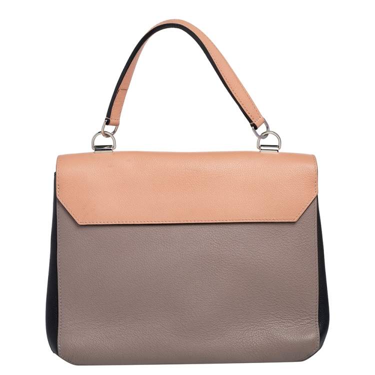 Pre Owned Louis Vuitton Grey/Beige Leather Lockme II Bag