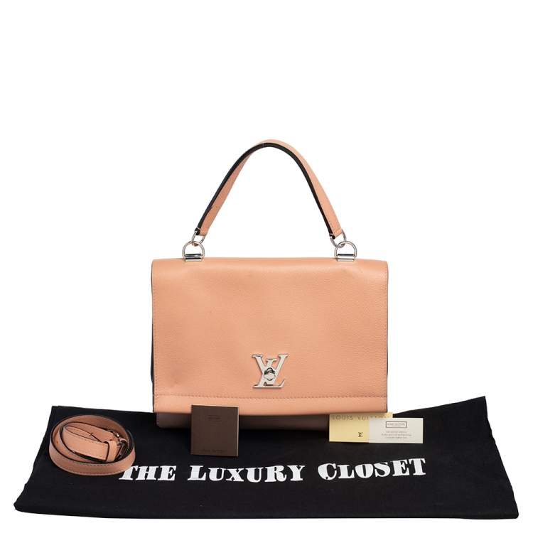 Pre Owned Louis Vuitton Grey/Beige Leather Lockme II Bag