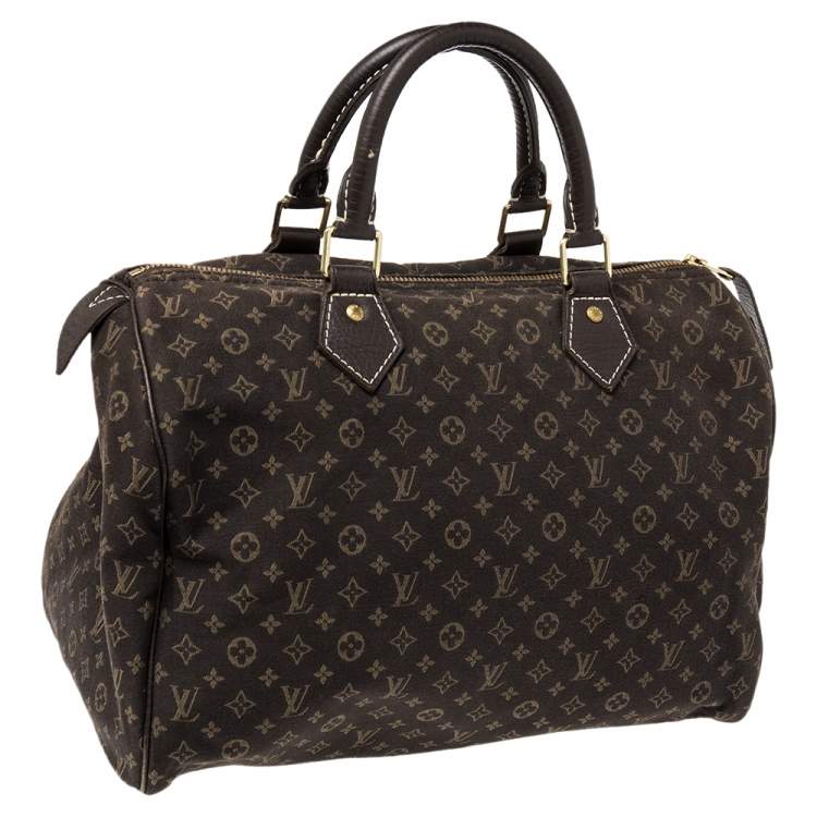 Pre Owned Louis Vuitton Fusain Monogram Canvas Mini Lin Speedy 30 Bag