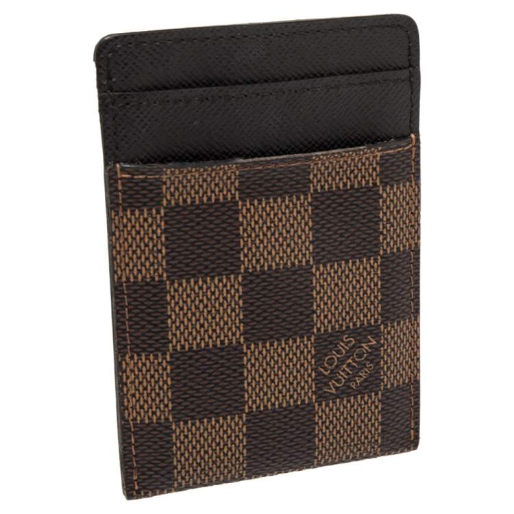 Pre Owned Louis Vuitton Damier Ebene Canvas Pince Money Clip Card Holder