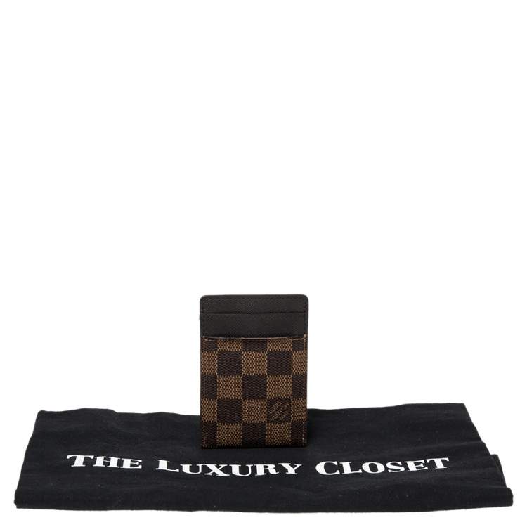Pre Owned Louis Vuitton Damier Ebene Canvas Pince Money Clip Card Holder
