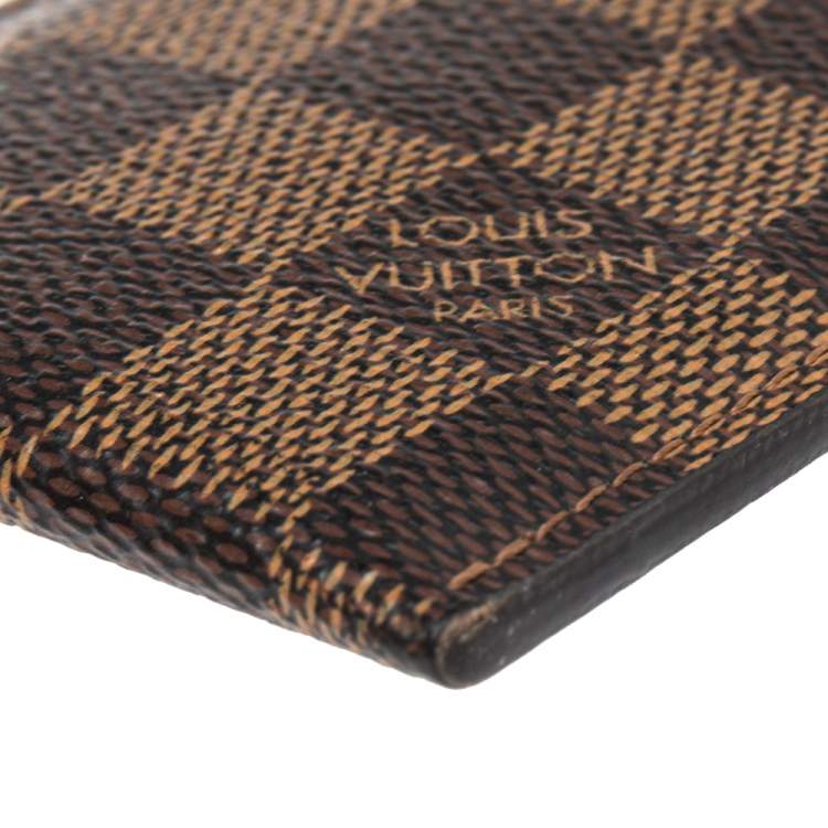 Pre Owned Louis Vuitton Damier Ebene Canvas Pince Money Clip Card Holder