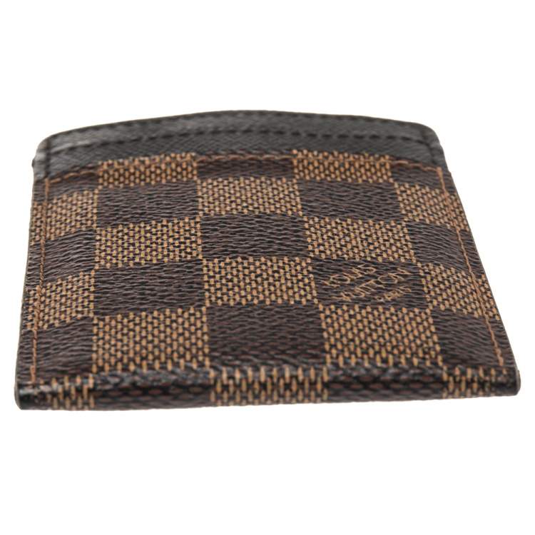 Pre Owned Louis Vuitton Damier Ebene Canvas Pince Money Clip Card Holder