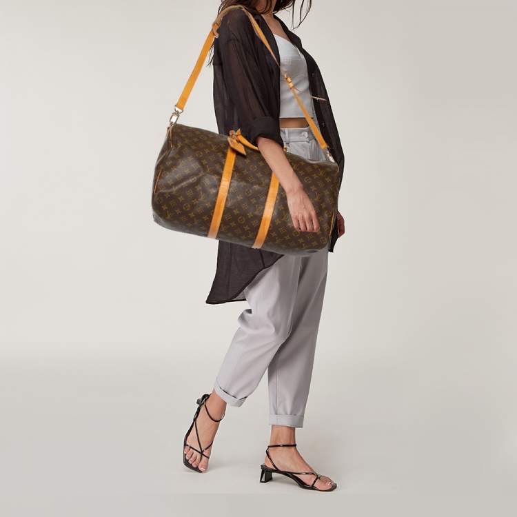 Louis Vuitton Khaki Green/Beige Monogram Giant Canvas Keepall Bandouliere  50 Bag Louis Vuitton