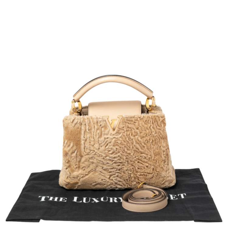 Pre Owned Louis Vuitton Dune Astrakhan and Leather Capucines BB Bag