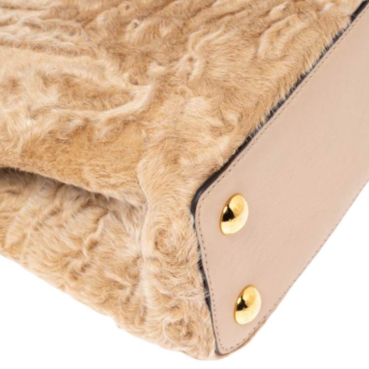 Pre Owned Louis Vuitton Dune Astrakhan and Leather Capucines BB Bag