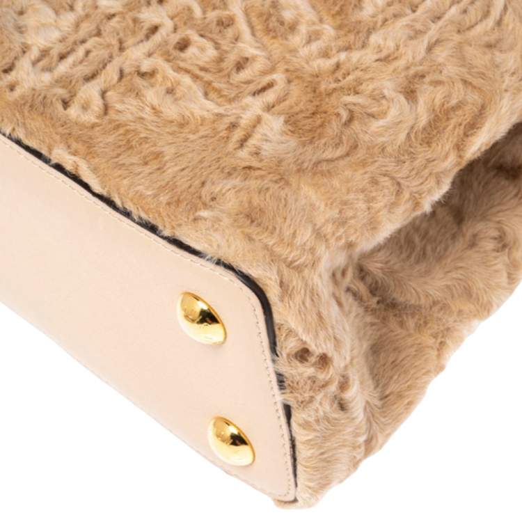 Pre Owned Louis Vuitton Dune Astrakhan and Leather Capucines BB Bag
