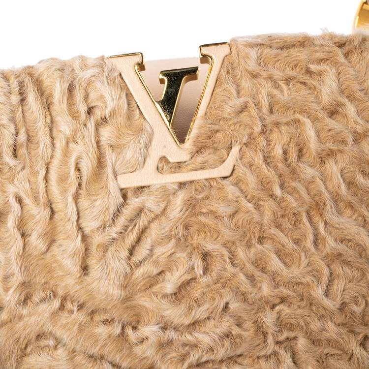 Pre Owned Louis Vuitton Dune Astrakhan and Leather Capucines BB Bag