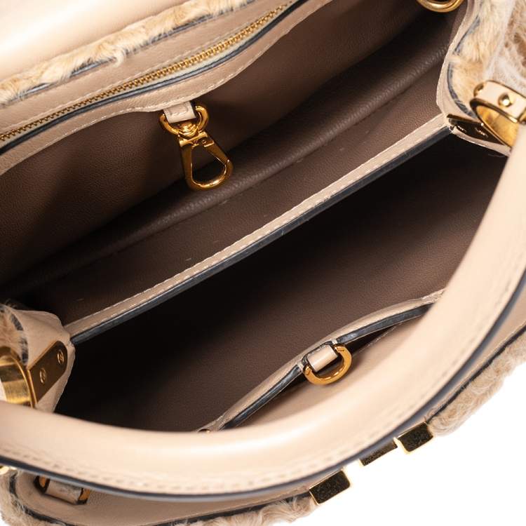 Pre Owned Louis Vuitton Dune Astrakhan and Leather Capucines BB Bag