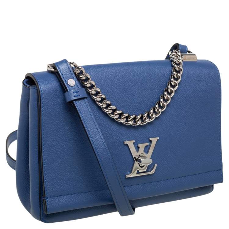 Pre Owned Louis Vuitton Blue Leather Lockme II BB Bag