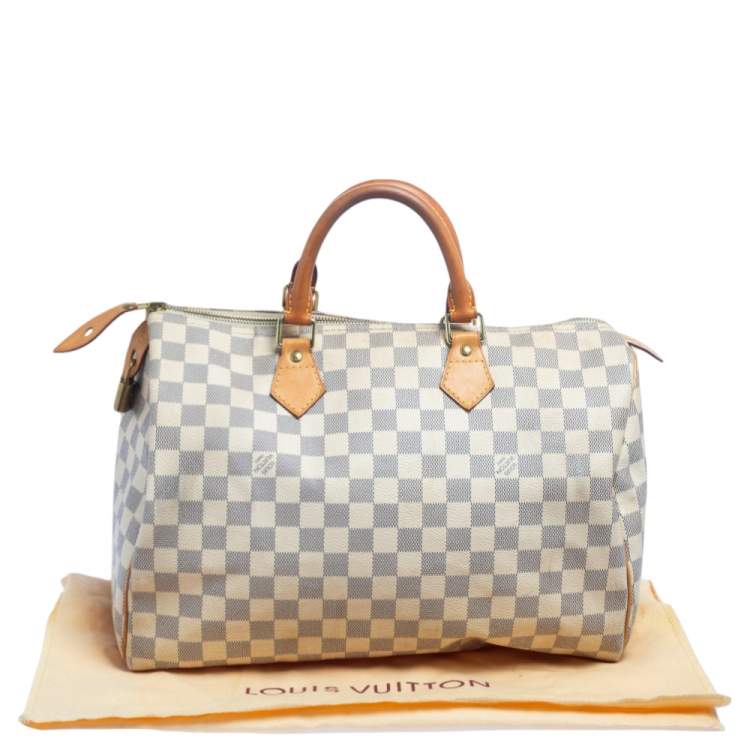 Pre Owned Louis Vuitton Damier Azur Coated Canvas And Leather Speedy 35 Bag
