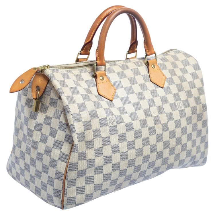 Pre Owned Louis Vuitton Damier Azur Coated Canvas And Leather Speedy 35 Bag