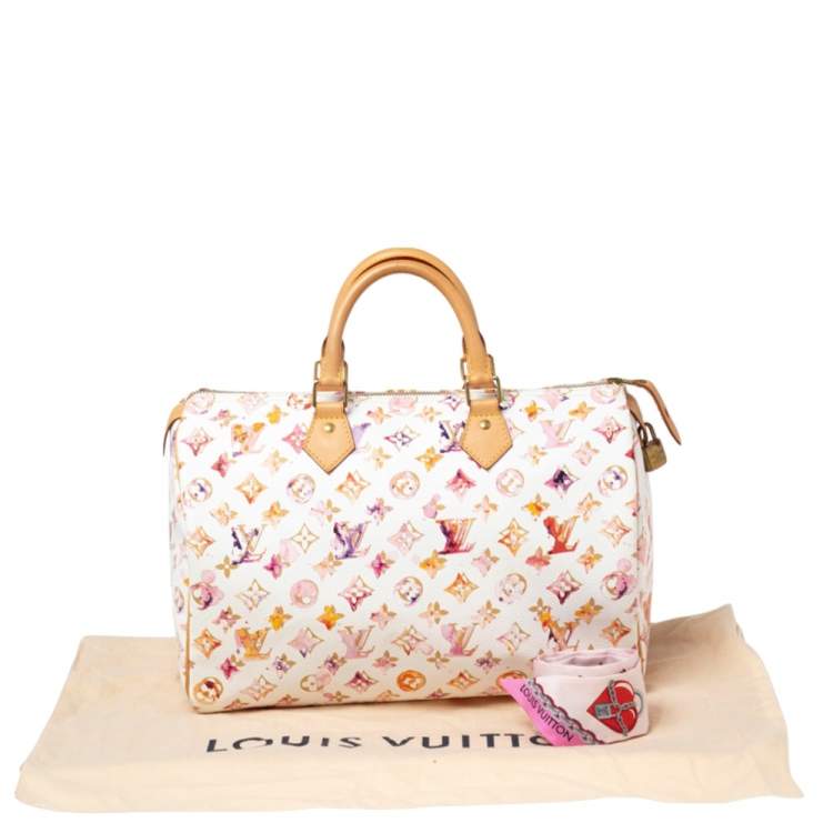 Pre Owned Louis Vuitton Monogram Canvas Watercolor Aquarelle Richard Prince Speedy 35 Bag