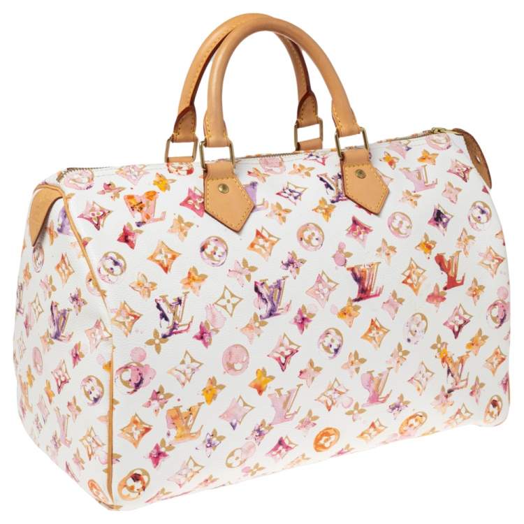 Pre Owned Louis Vuitton Monogram Canvas Watercolor Aquarelle Richard Prince Speedy 35 Bag